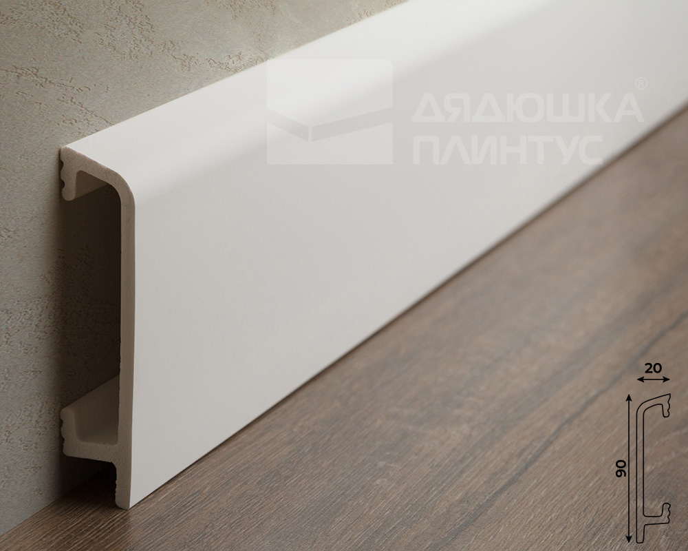 Плинтус СОЛИД 1 UHD 45/90 90*20*2000 Белый под покраску