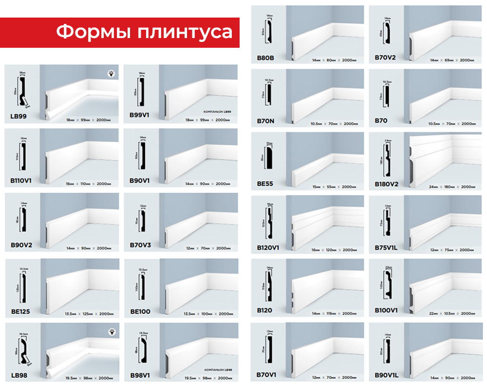 Плинтус из полистирола высокой плотности HI WOOD B120V1 120мм х 16мм х 2,0м.
