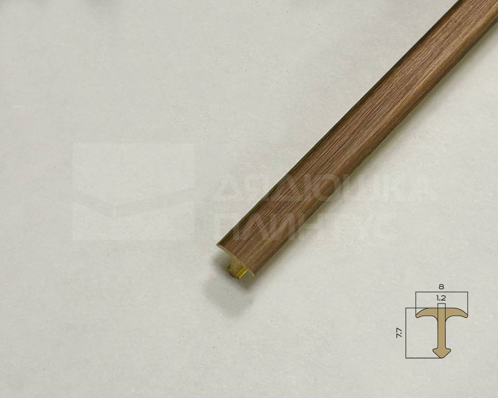 PVL68-05 Профиль Т-образный полукруглый латунь Антик медь светлая 8мм х 2.7м