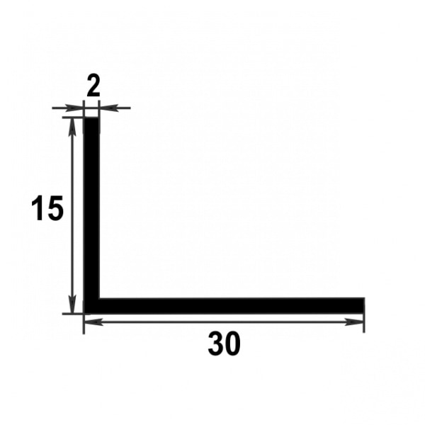 Уголок разнополочный 30х15 мм Уп 19.2000.502л Золото. Цена за 5 штук.