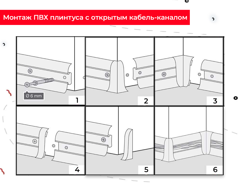 Плинтус ПВХ Волшебная палочка 58мм 2,2м 5817