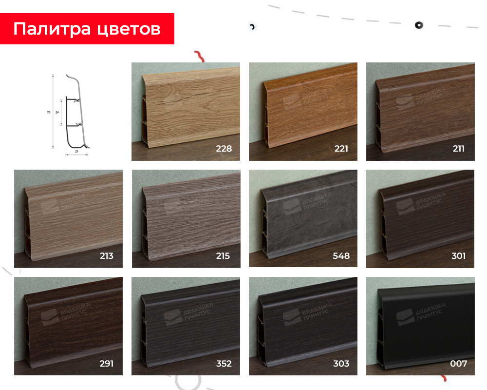 Плинтус ПВХ со съемной панелью Идеал Деконика 70 мм 002 Светло - серый