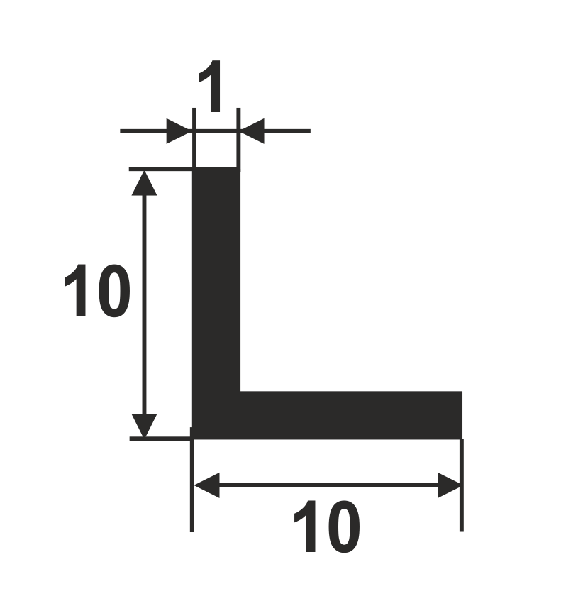 Уголок равнополочный 10х10 мм Уп 01.2000.502л Золото. Цена за 5 штук.