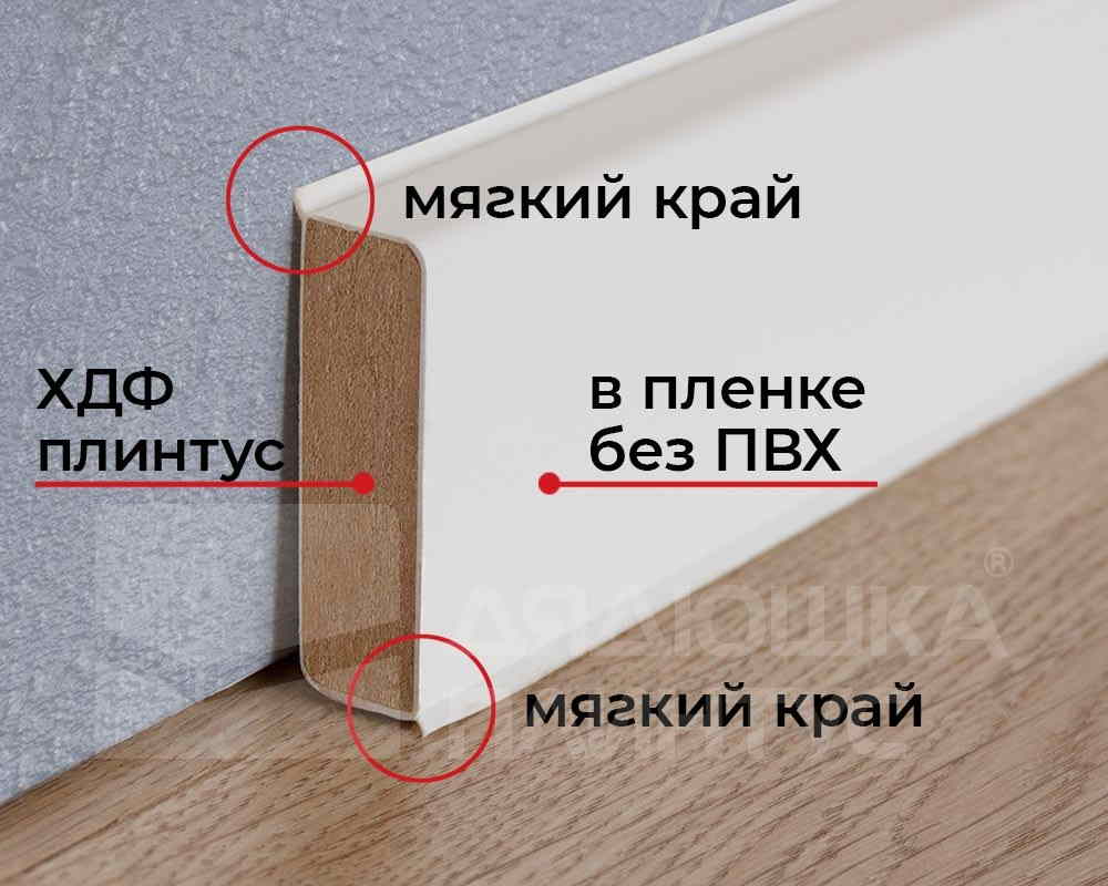 Плинтус ХДФ Dollken Cubu Flex Life 80мм х 2,5 м 0110 Черный