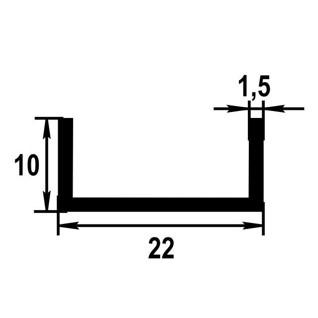Швеллер 10*22*10 мм Шв 05.2000.502л Золото. Цена за 5 штук.