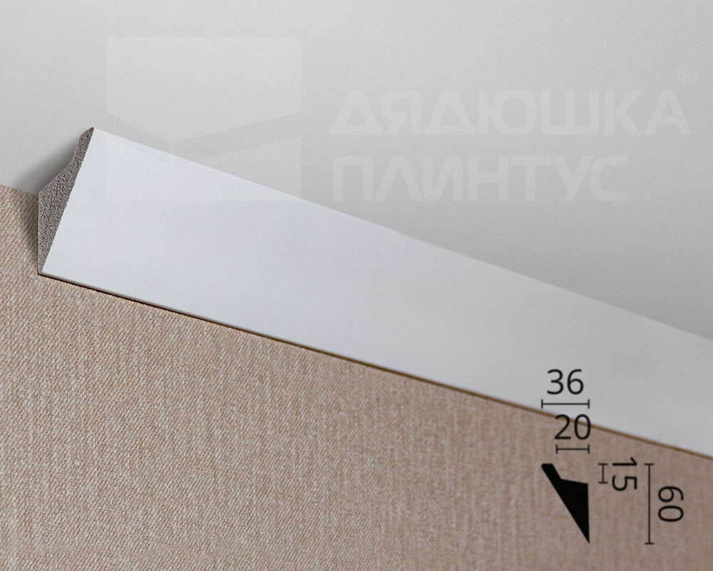 Карниз потолочный из полистирола высокой плотности NMC IL4 60*37,5*2000 Белый под покраску