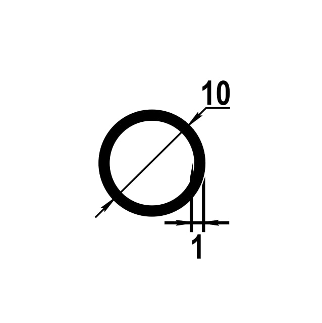 Труба круглая Ø 10 мм ТКр 02.2000.502л Золото. Цена за 5 штук.