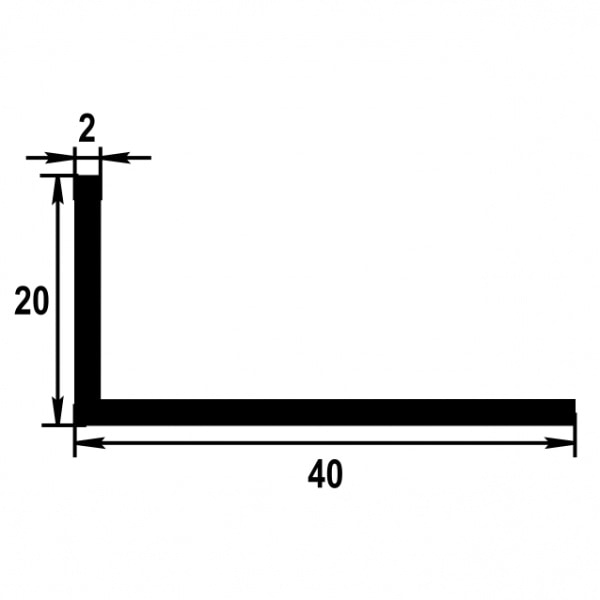 Уголок разнополочный 40*20 мм Уп 14.2000.502л Золото. Цена за 5 штук.