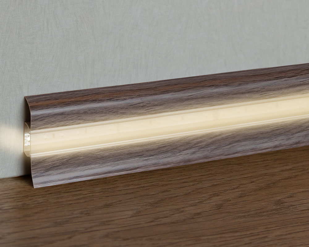 Плинтус ПВХ с кабель-каналом Рико Лео 148 Дуб петровский