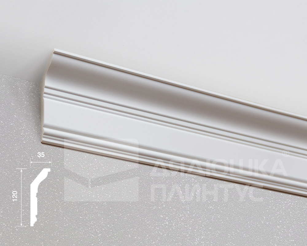 Карниз из полистирола высокой плотности HI WOOD L1902 120мм х 35мм х 2,0м.