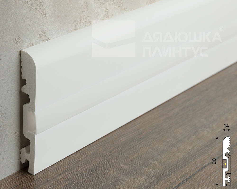 Плинтус СОЛИД 1 UHD 15/90CL 2,0 м Белый c LED рассеивателем