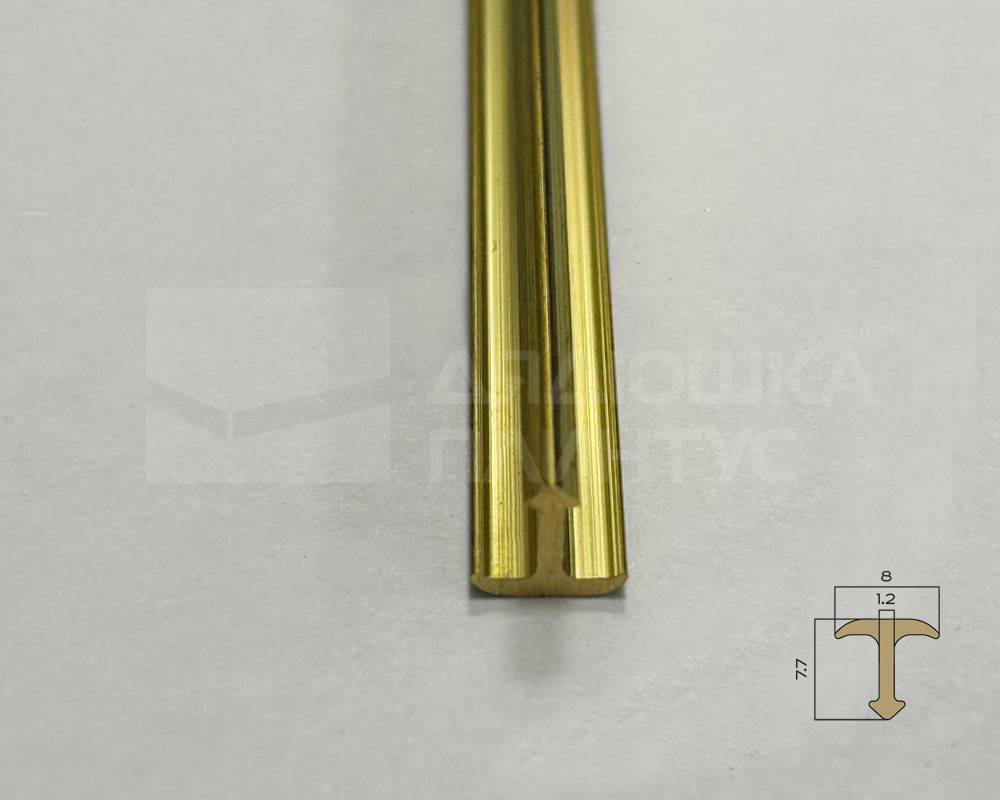 PVL68-05 Профиль Т-образный полукруглый латунь Антик медь светлая 8мм х 2.7м